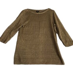 Talbots Petites Linen Lightweight Black Beachy Coastal Sweater Tunic Size LP